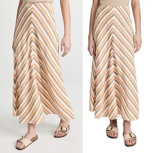 LEE MATHEWS Celia Linen Maxi Skirt In Mandarin Brown Multi size 1 / US 4